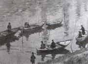 Anglers along the Seine near Poissy Claude Monet